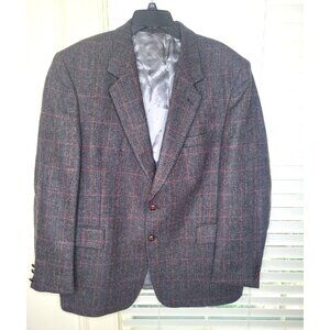 VTG Mens Wool Blazer 46R Gray Red Tweed Yorkshire Jacket Academia Professor